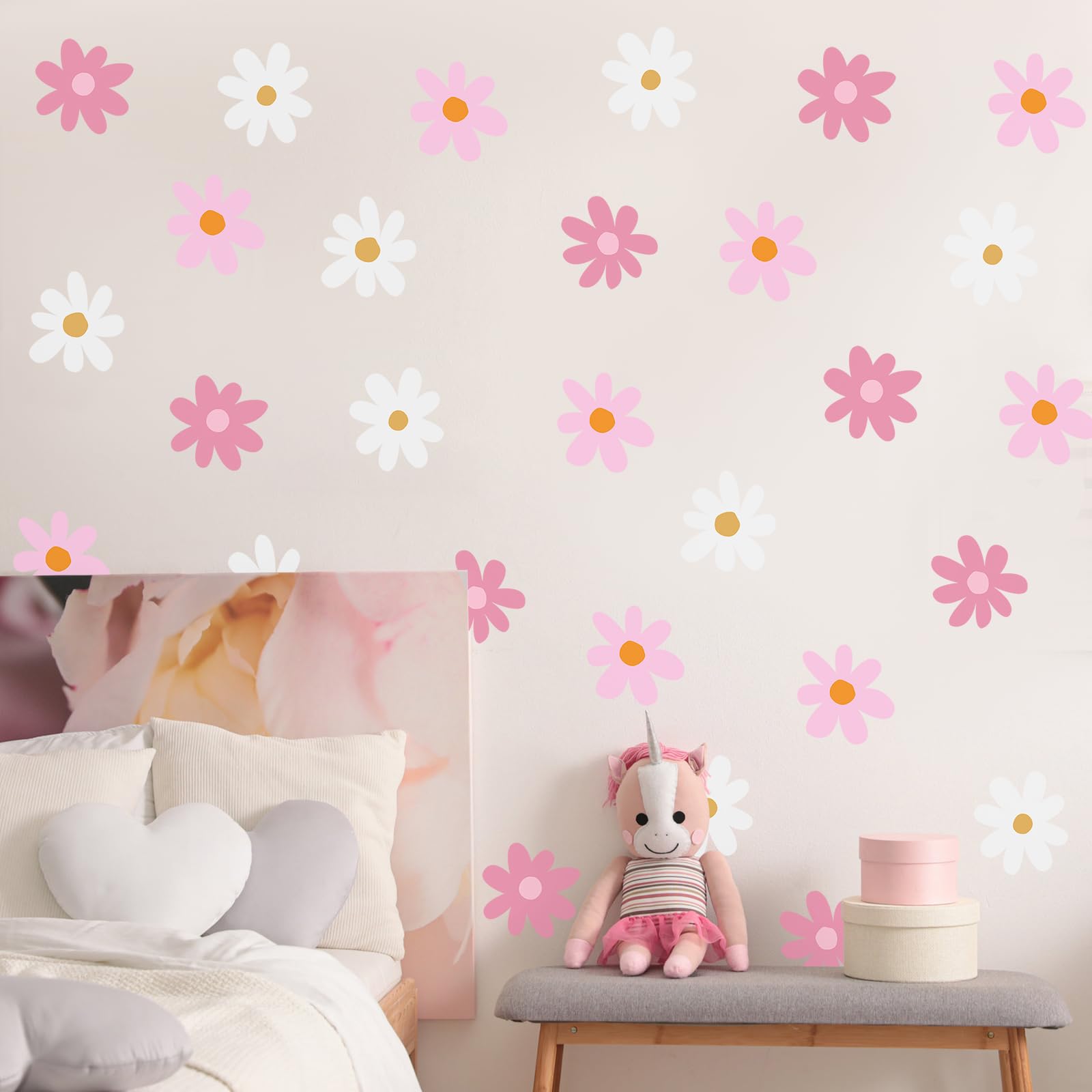 BBTO Daisy wall decal bedroom decor suitable for walls, tiles, and wood.