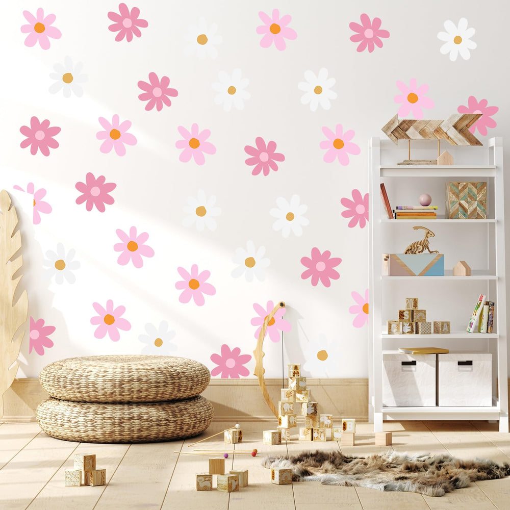 BBTO Daisy wall decal kids room decoration with easy peel and stick.