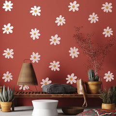 BBTO Daisy wall decal room decor idea shows versatile placement on walls, tiles, or furniture.