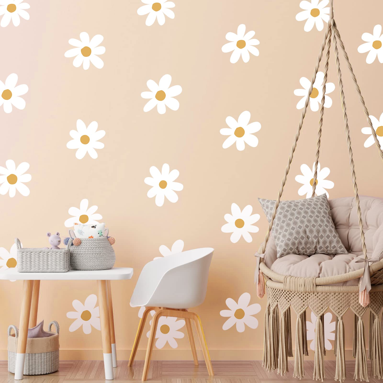 BBTO Daisy wall decal sheets view showing six white daisies for easy room decor.