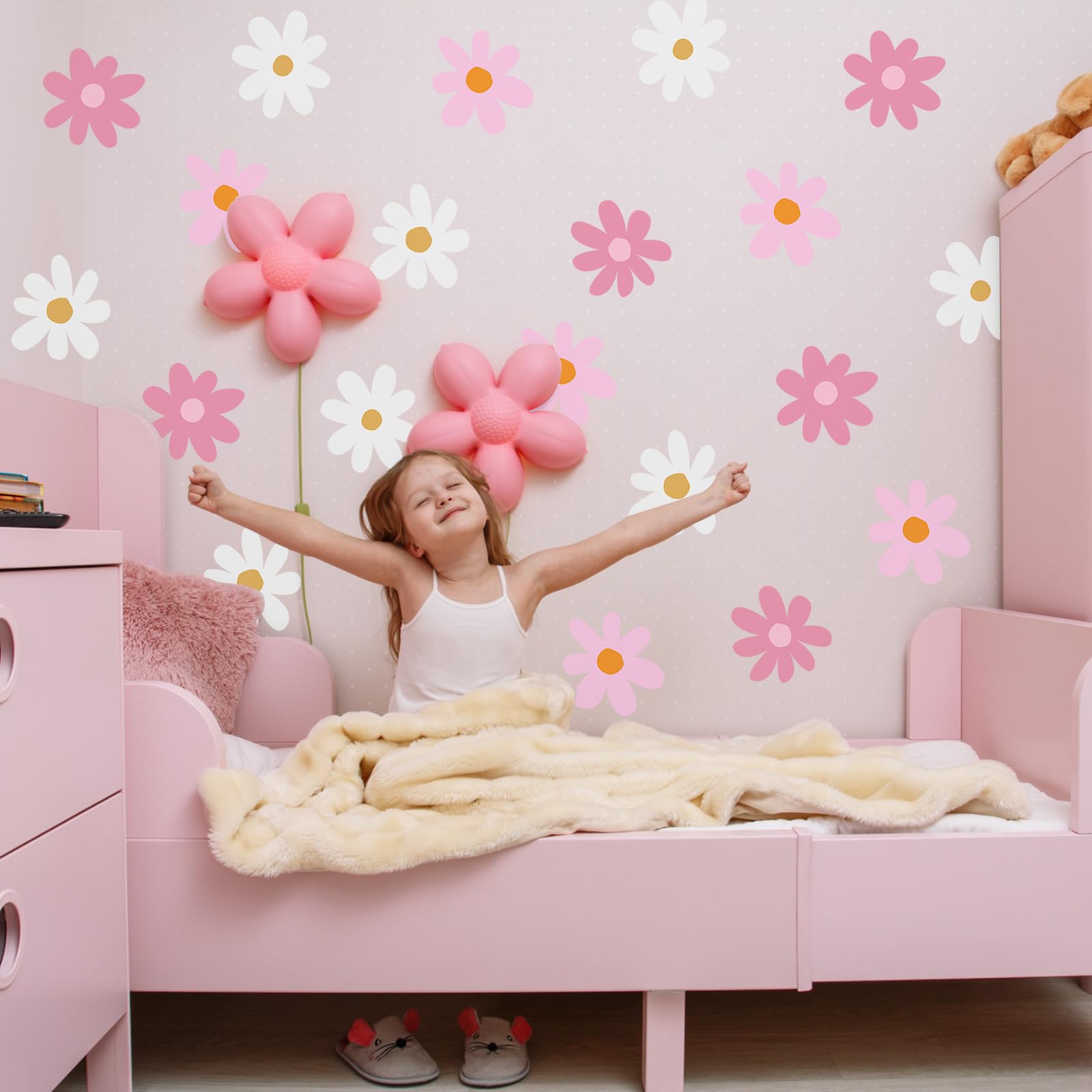 BBTO Daisy wall decal watercolor daisies design enhances playrooms safely.
