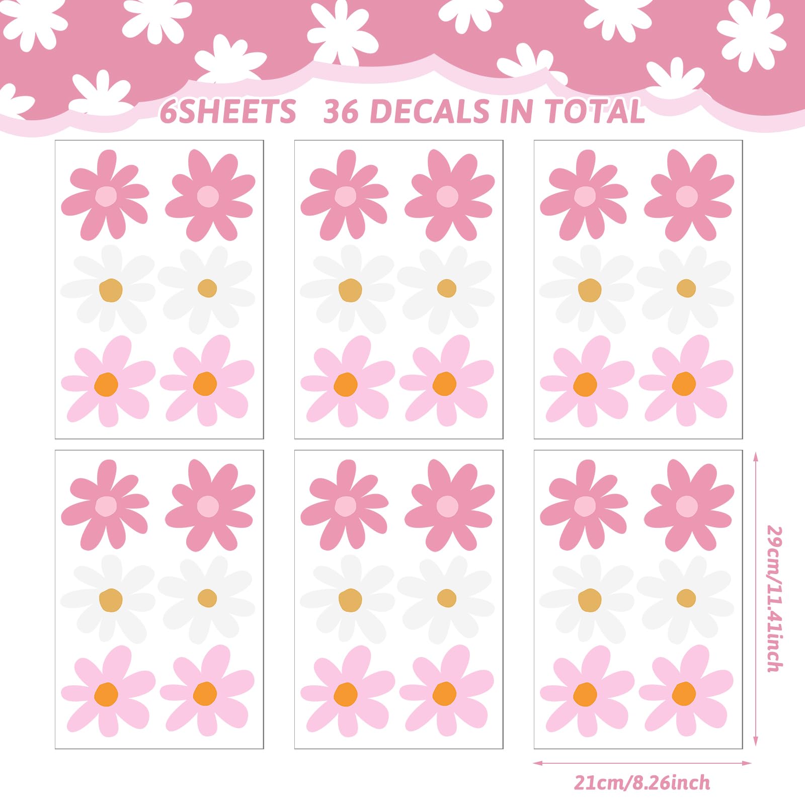 BBTO Daisy wall decal white daisies add charm to bedroom walls and decor.