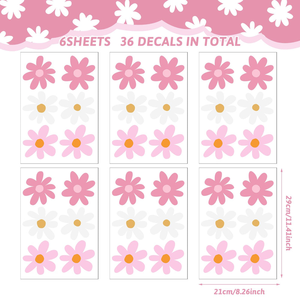 BBTO Daisy wall decal white daisies add charm to bedroom walls and decor.