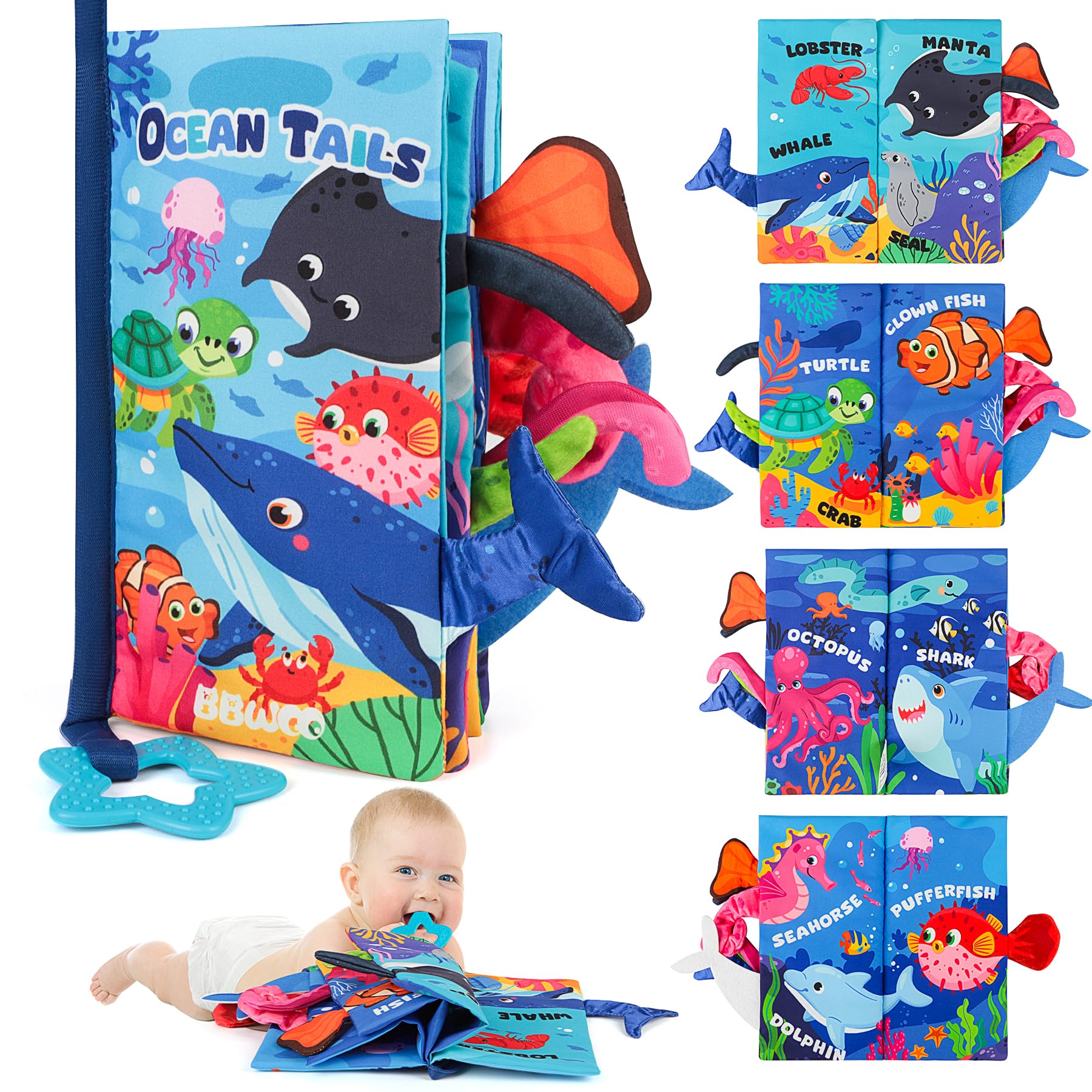 BBWOO soft baby book cover with bright colors to attract attention and invite touch