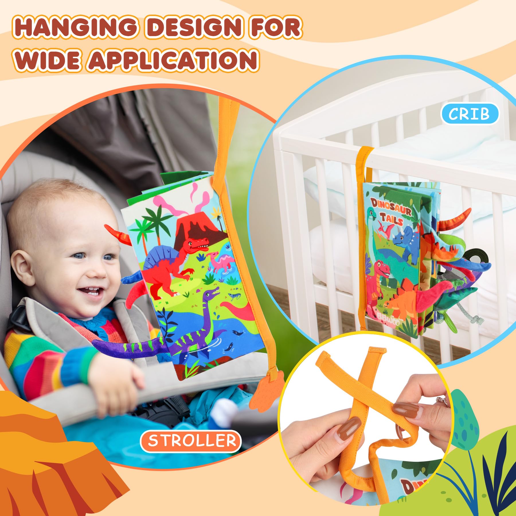 BBWOO Soft Baby Book squeaker closeup demonstrates engaging sound features for play.