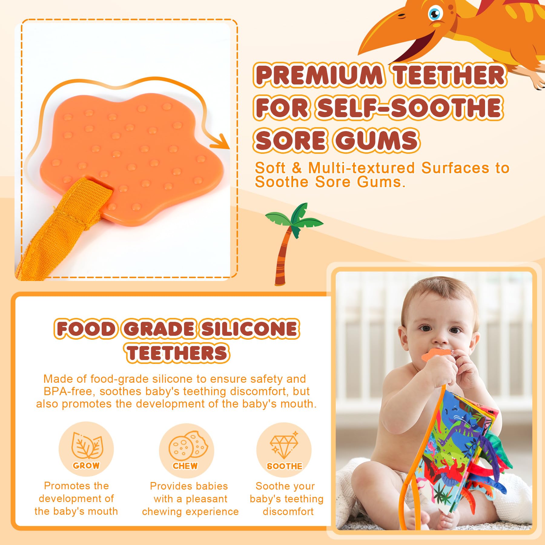 BBWOO Soft Baby Book tummy-time-use image invites curiosity on the floor.