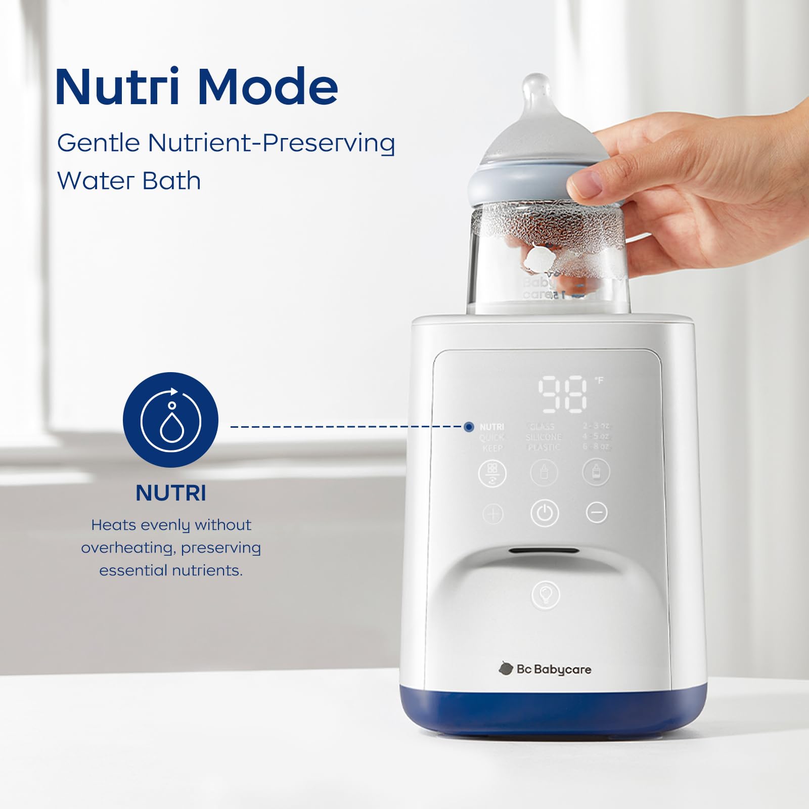 bc babycare bottle warmer thaw-and-sterilize cycle shown for clean bottles