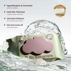 Bc Babycare Cloud Moist Wipes canister top with three flip-top design for easy one-handed access
