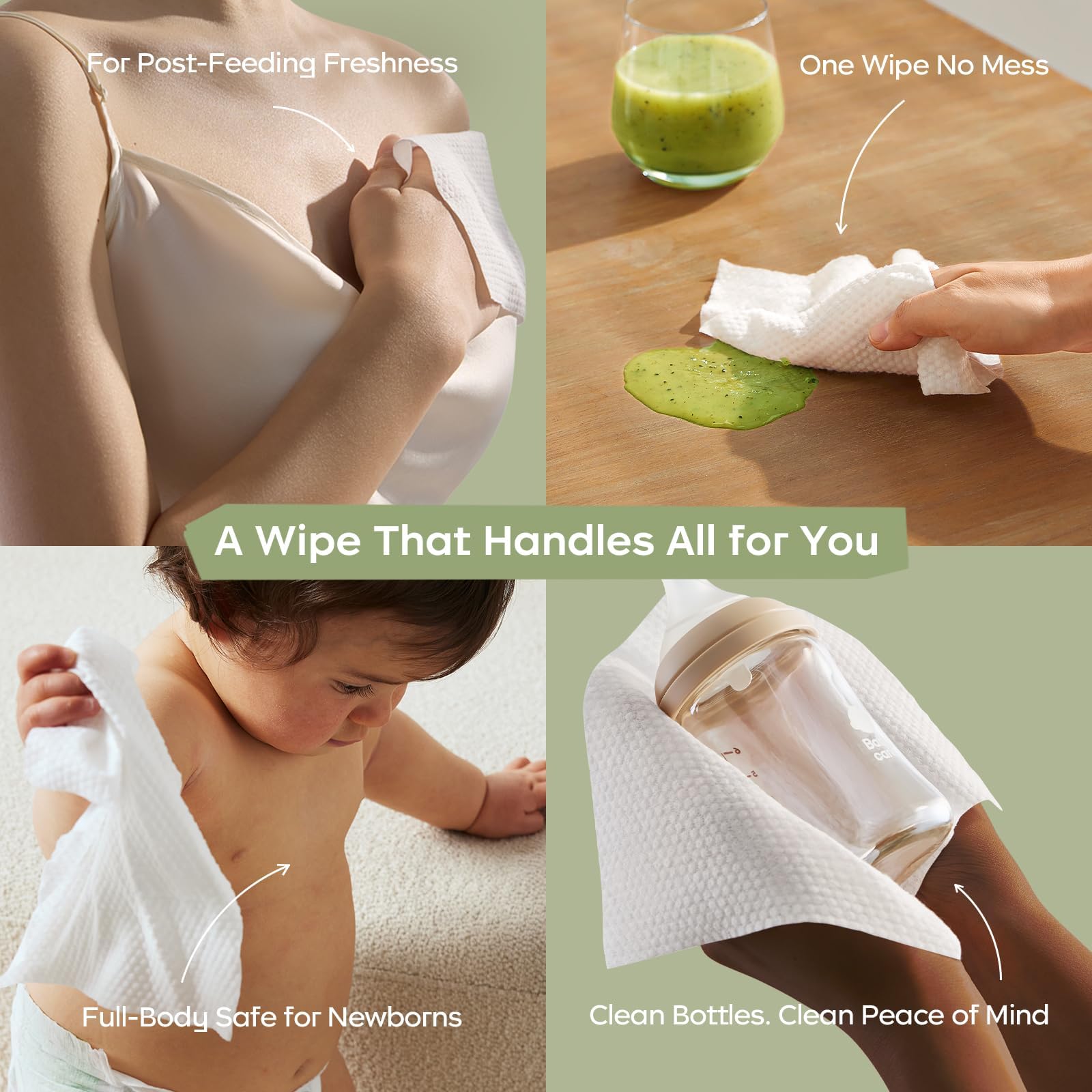 Bc Babycare Cloud Moist Wipes rectangle wipe covers a broad area.