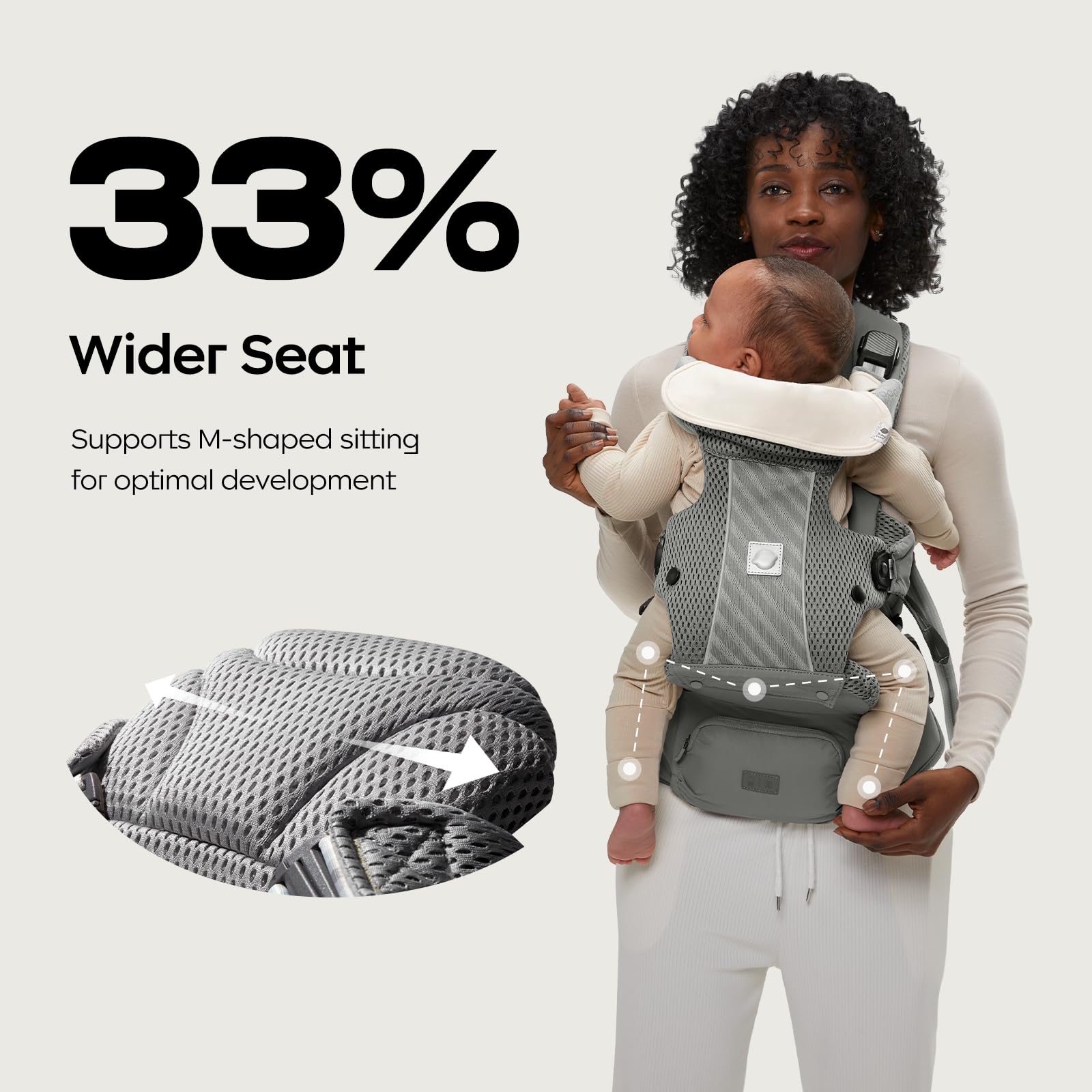 bc babycare hexa adjustable-knob gray offers personalized fit for different bodies
