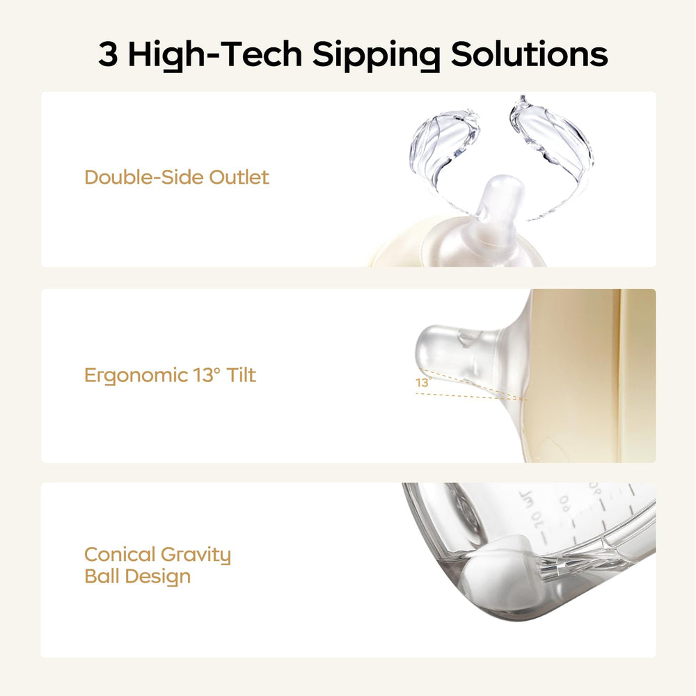 BC Babycare conical gravity ball aids suction when water is low.