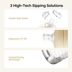 BC Babycare conical gravity ball aids suction when water is low.