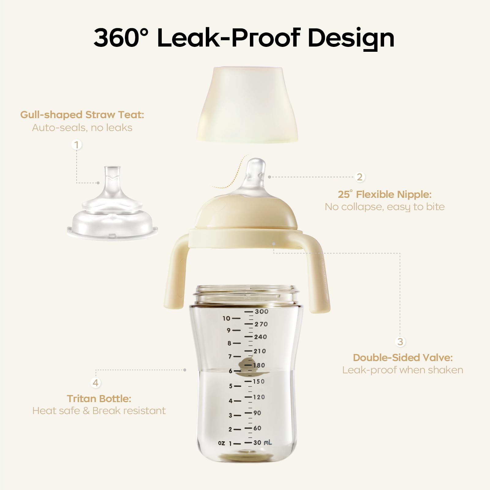 BC Babycare weighted straw supports upright sipping and progress.