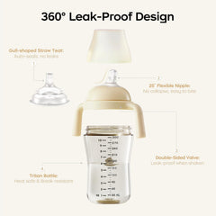 BC Babycare weighted straw supports upright sipping and progress.