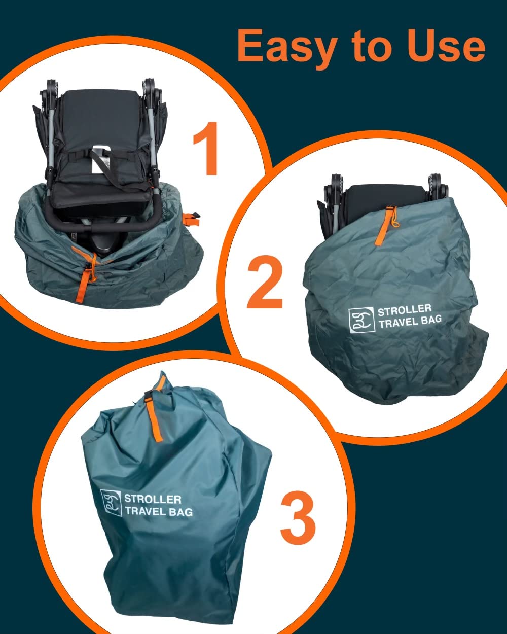 BC Extra Large Stroller Bag folded compact for airplane storage.