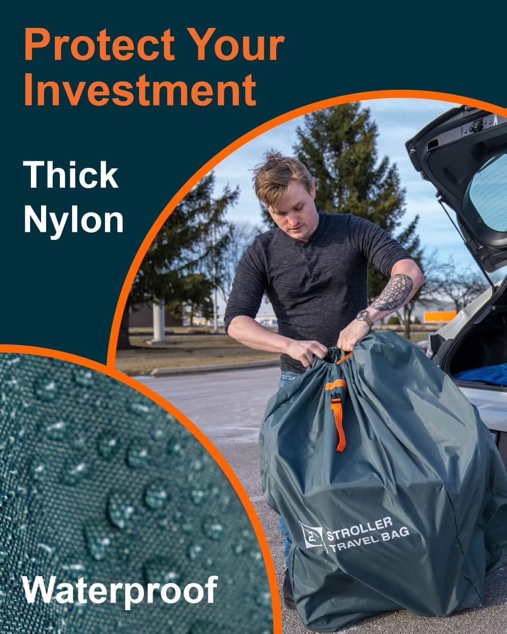BC Extra Large Stroller Bag open compartment for quick access to essentials.