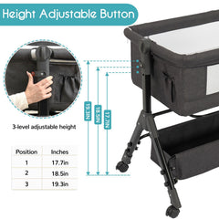 BCOL Baby Bassinet height adjustment to match bed heights comfortably