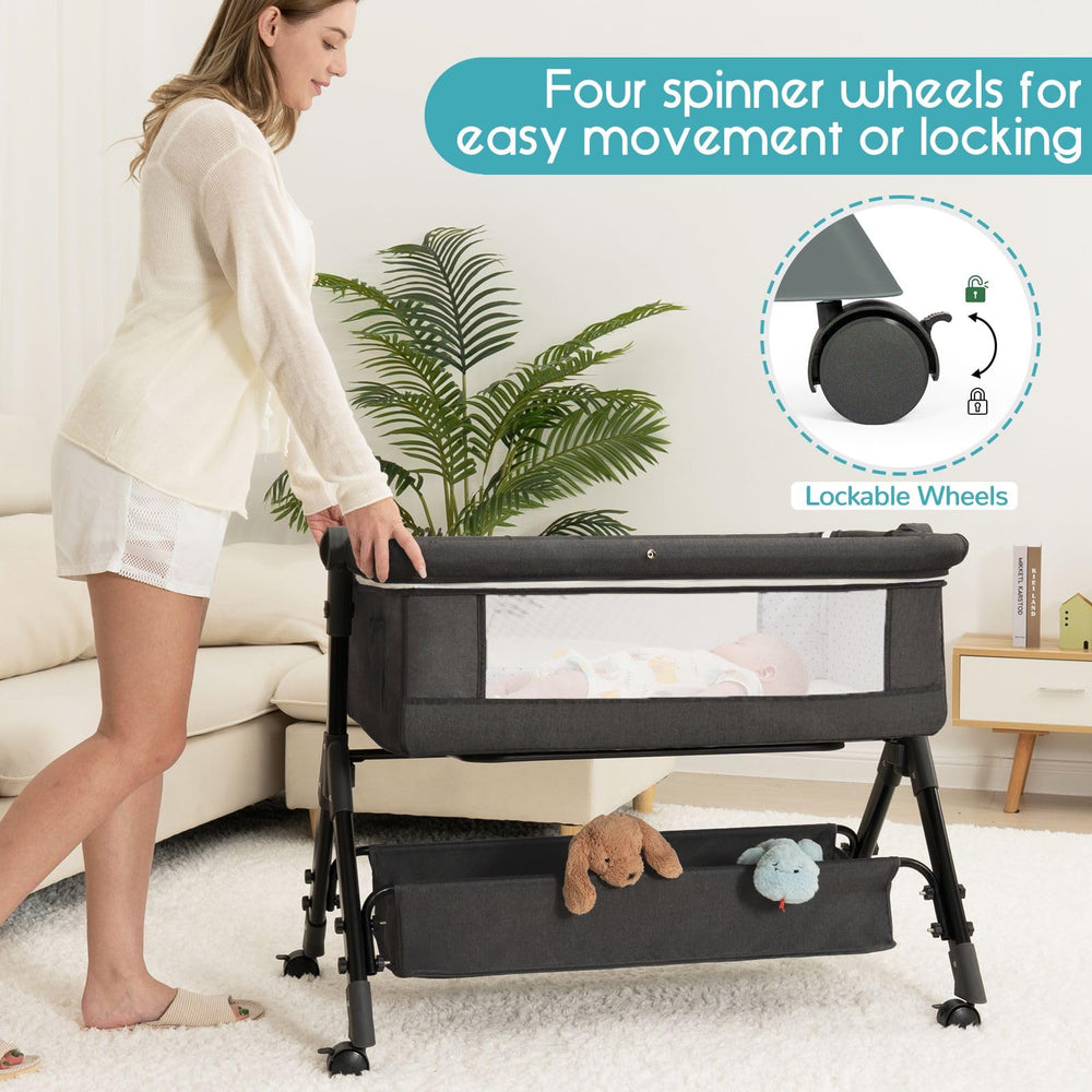 BCOL Baby Bassinet wheels and breathable mesh for smooth mobility