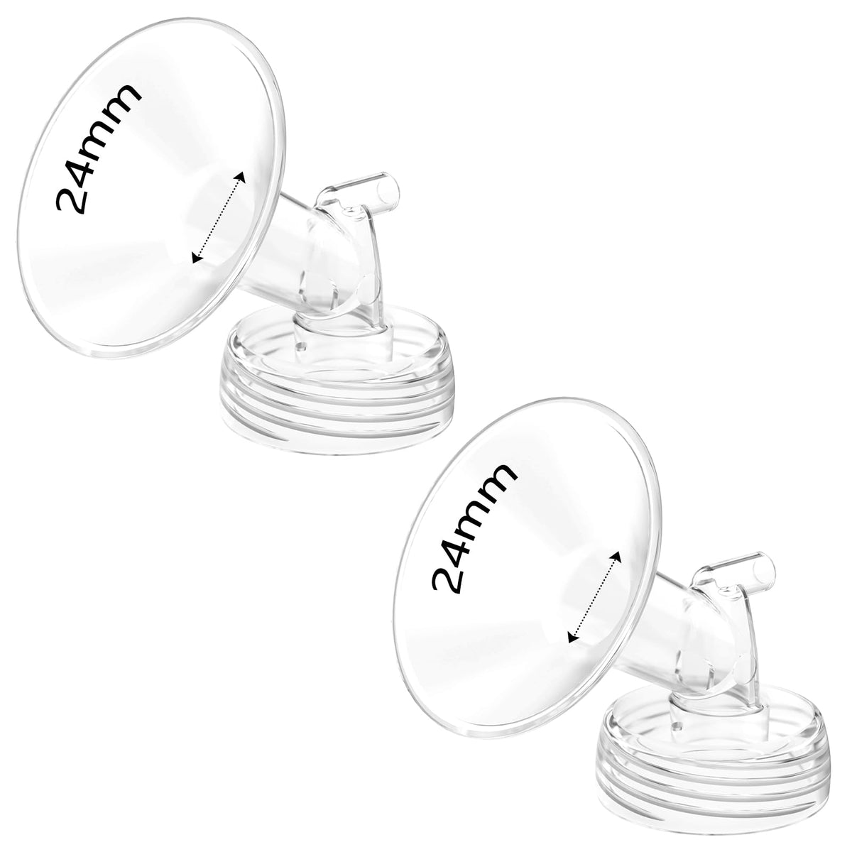 BDICOVE 24mm flange pair fits wide-mouth bottles for comfortable pumping.