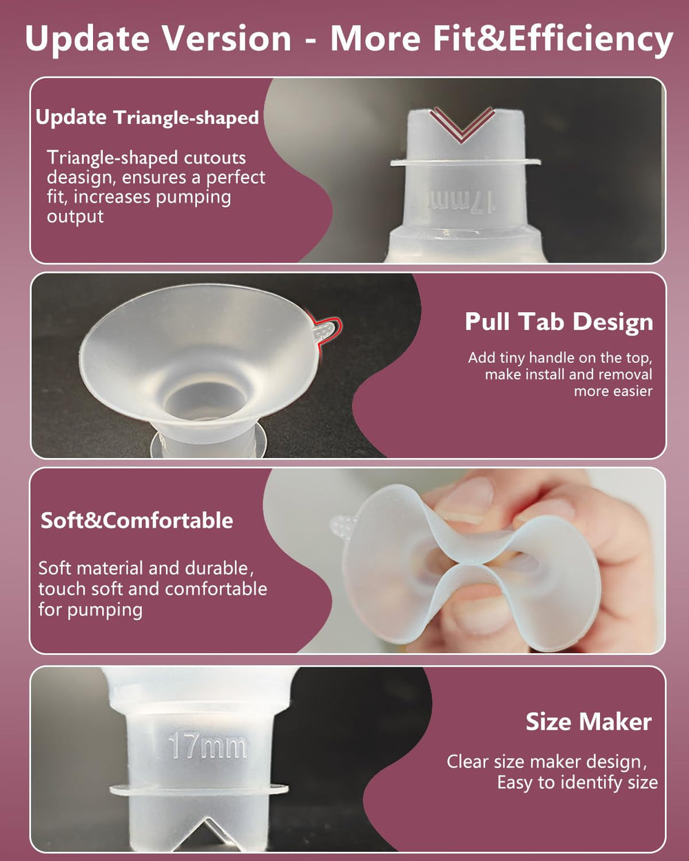 BDICOVE size chart highlights 13–22mm options for personalized fit.