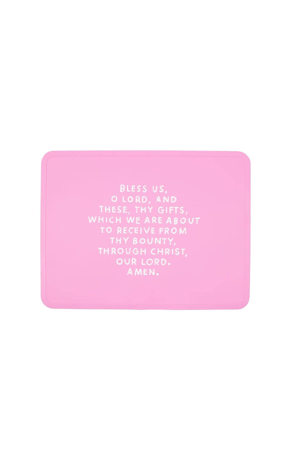 Be A Heart meal blessing placemat in bubblegum color showing organized, engaging mealtime.
