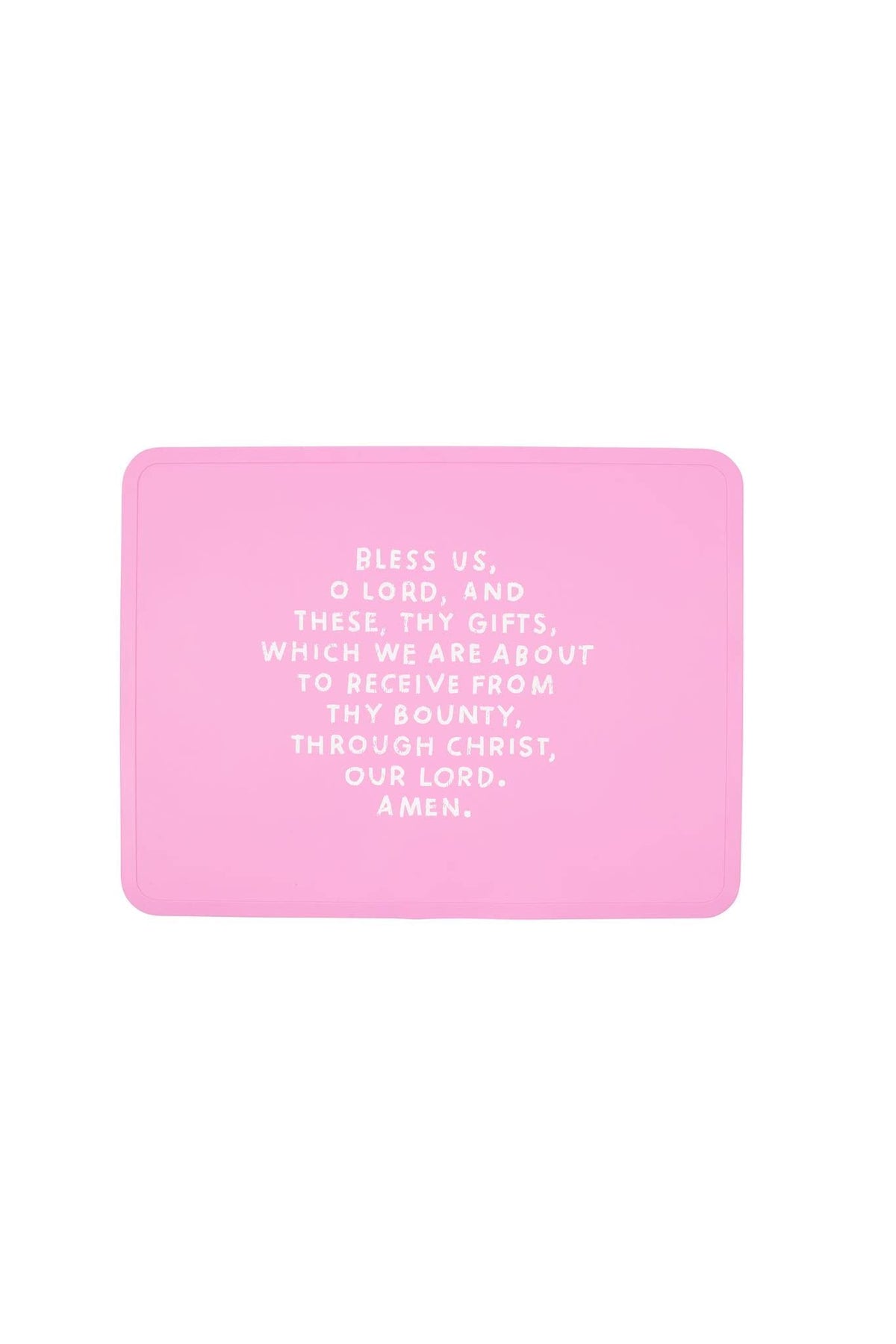 Be A Heart meal blessing placemat in bubblegum color showing organized, engaging mealtime.