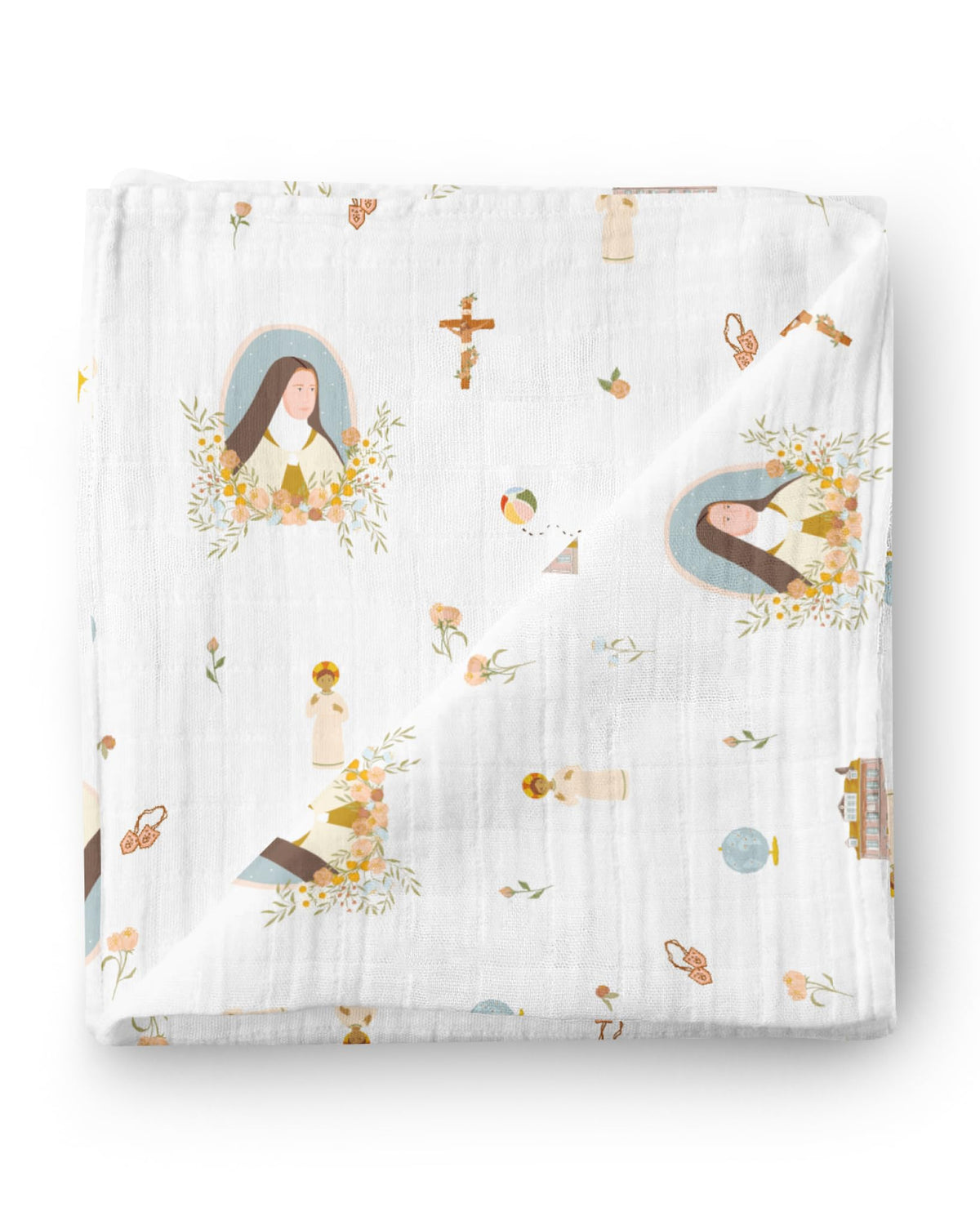 Be A Heart swaddle blanket close-up shows soft bamboo-cotton fabric for newborn comfort.