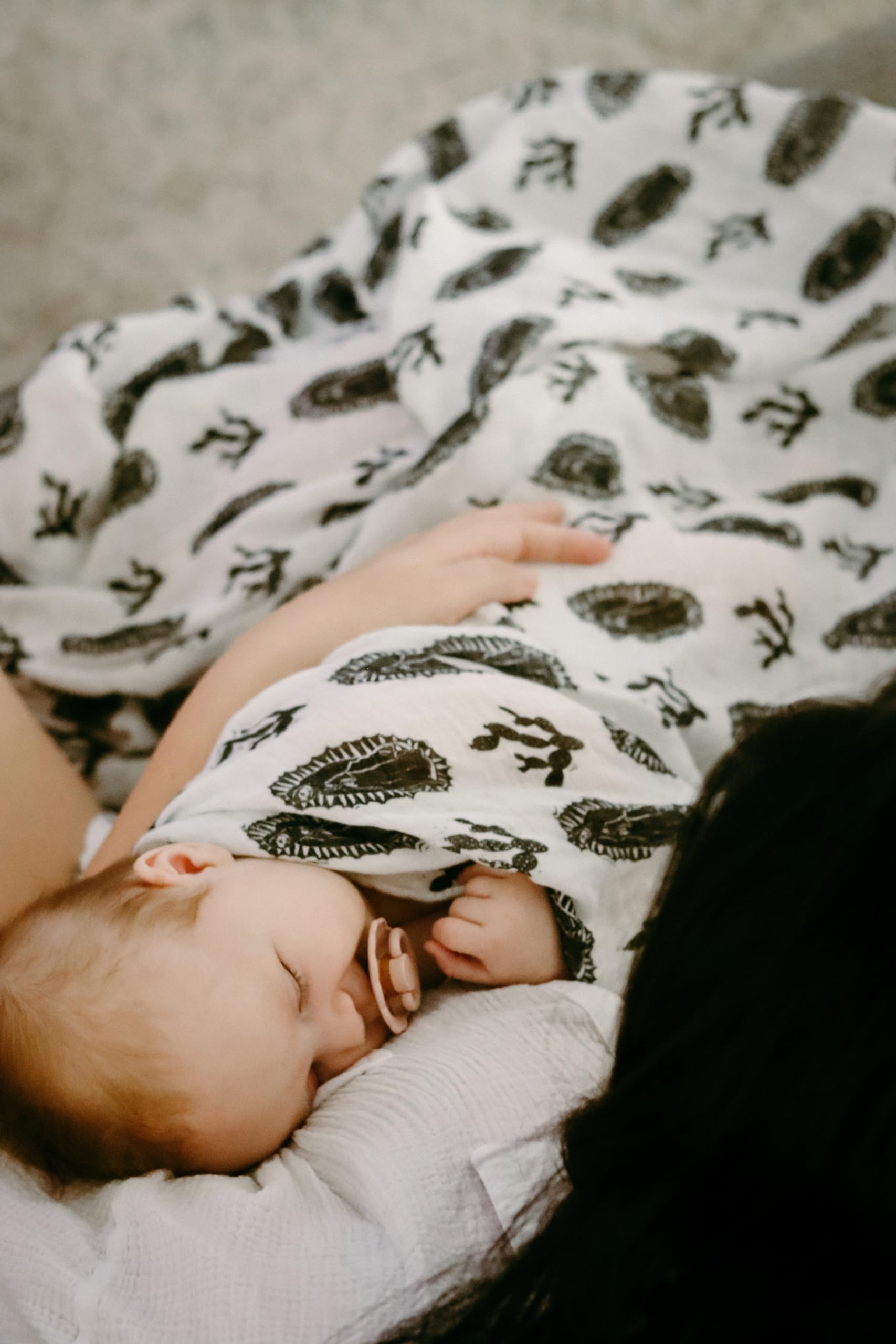 Be A Heart versatile swaddle used as nursing cover and floor-time blanket