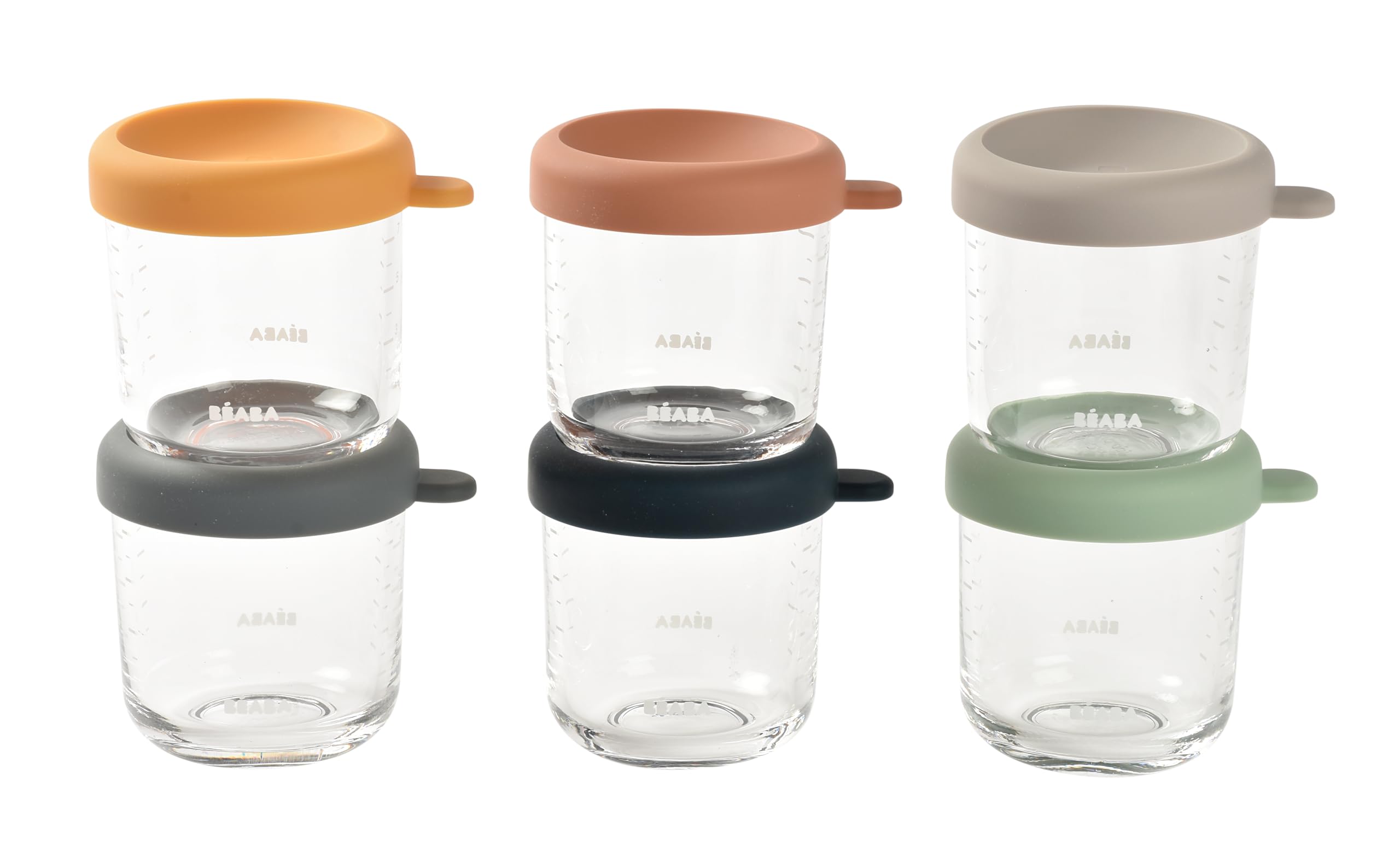 BEABA Sunrise 6-pack glass jars hero demonstrating durable glass for baby food storage