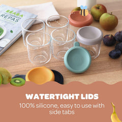 BEABA Sunrise lid closeup highlights soft silicone airtight seal keeps aromas