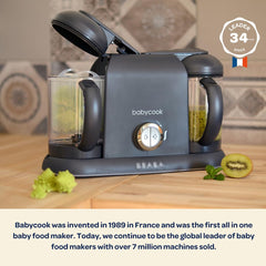 BEABA Babycook Duo 4-in-1 function image highlights steam, blend, defrost, and reheat.