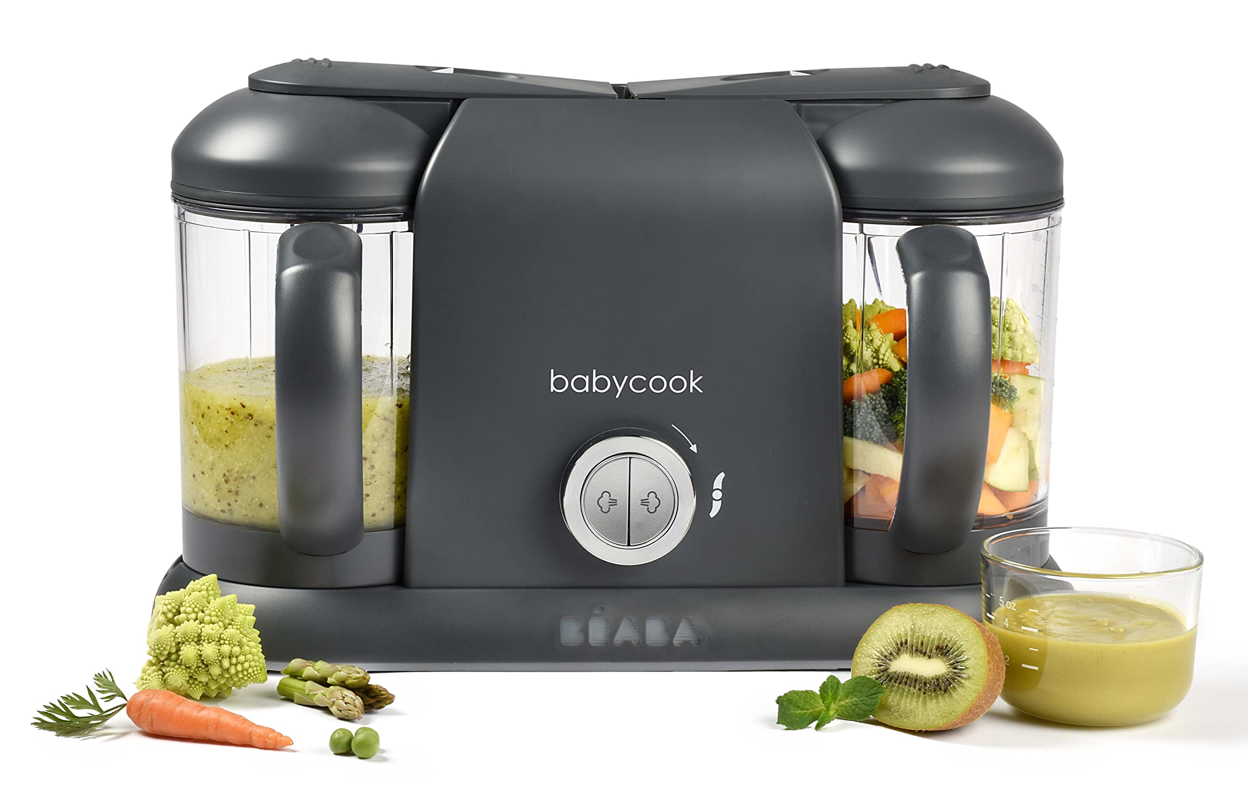 BEABA Babycook Duo front view showing compact all-in-one design for quick, convenient baby meals.