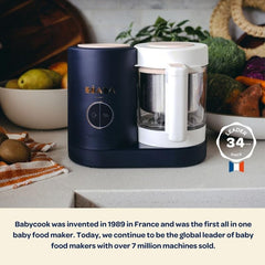 BEABA Babycook Neo large reservoir image highlights fewer refills during busy meal prep