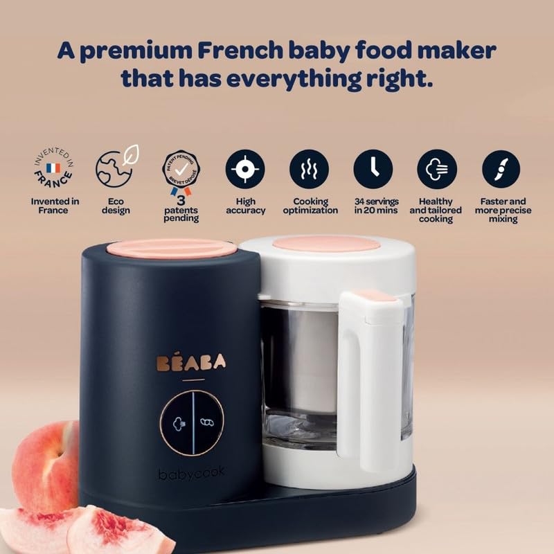 BEABA Babycook Neo stainless steel steam basket demonstrates efficient steam cooking for nutritious textures