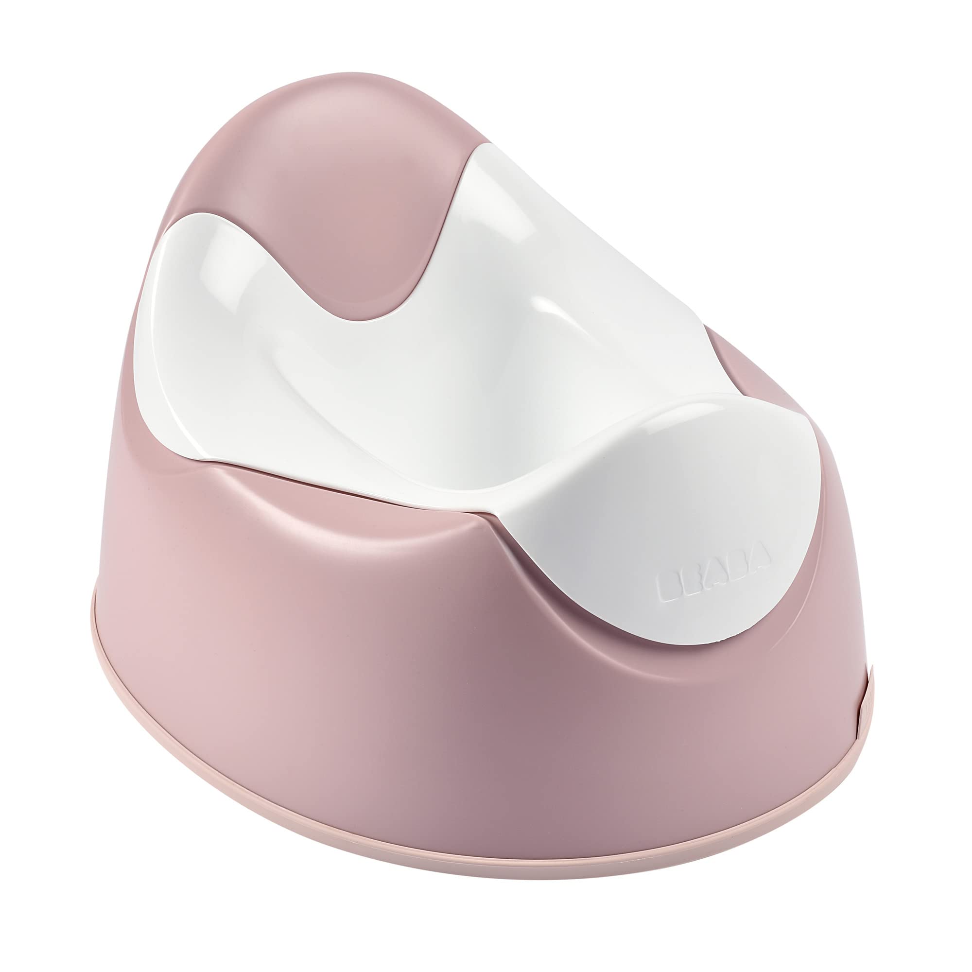 BEABA Ergonomic Training Potty rose front view shows a comfy contoured seat for toddlers.
