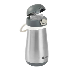 BEABA kids water bottle spout closeup showing easy sip for toddlers.