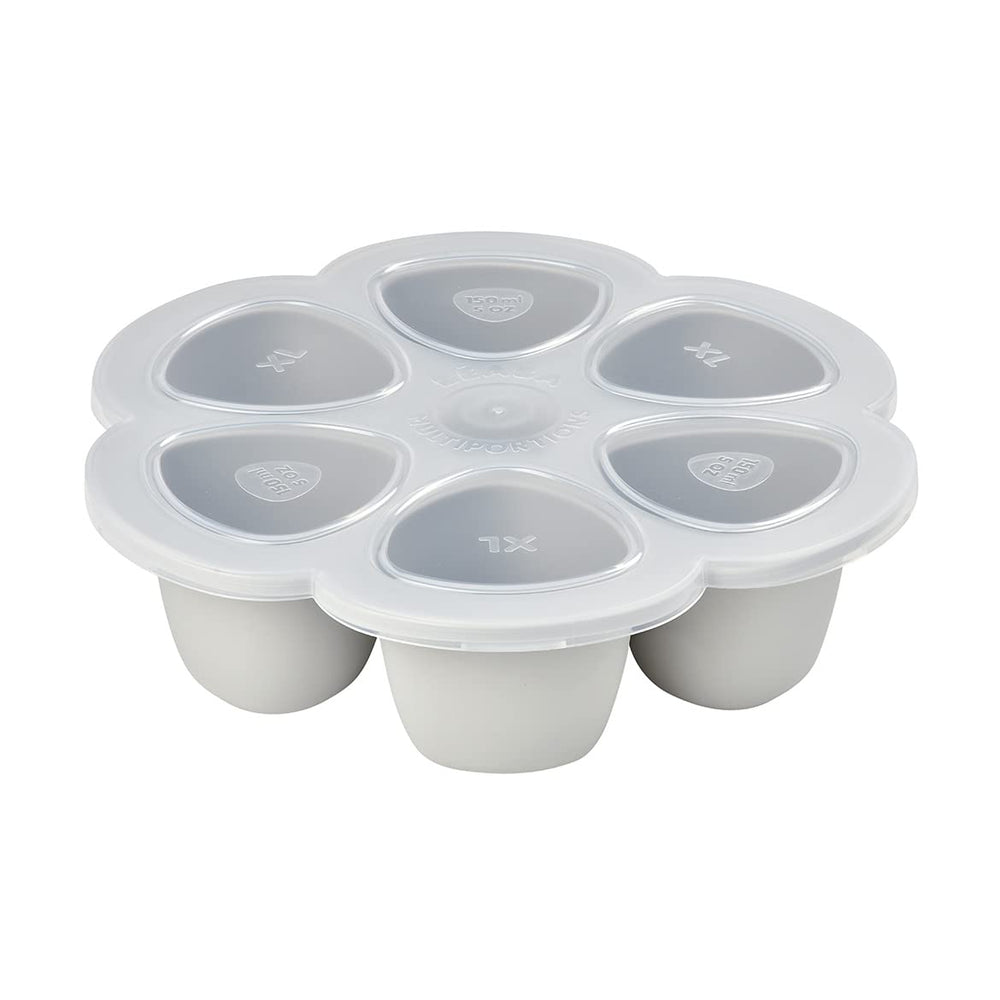 BEABA Multiportions tray with clip-on lid for convenient baby meal prep and storage.