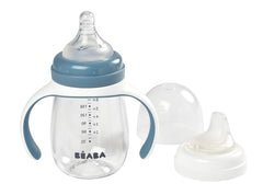 BEABA Rain 2-in-1 bottle-to-sippy setup eases transition from bottle to cup for babies