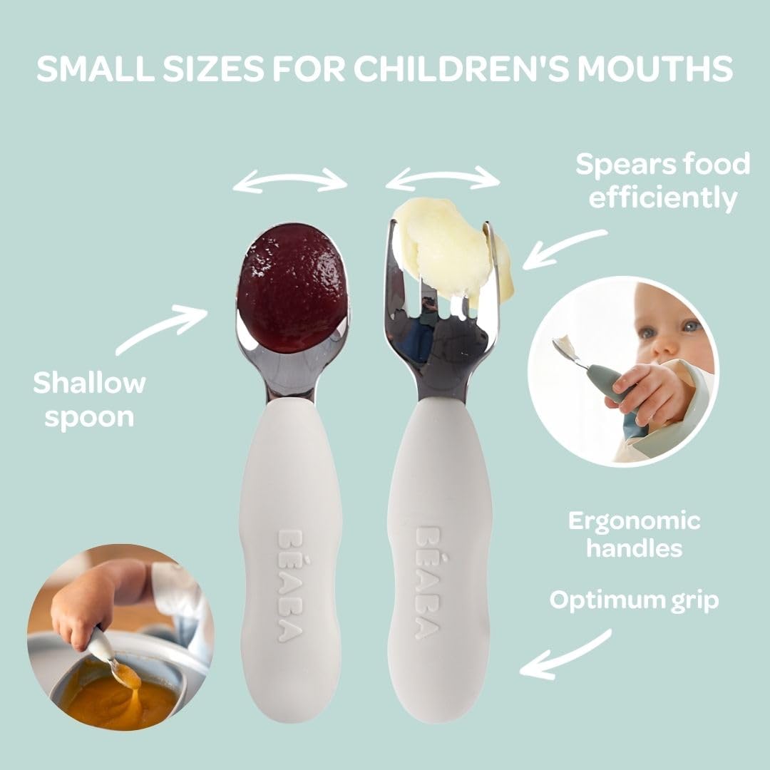 BEABA spoon with soft edges safe for little gums.