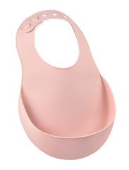 Beaba silicone baby bib with adjustable neck in Rose for growing babies and toddlers.