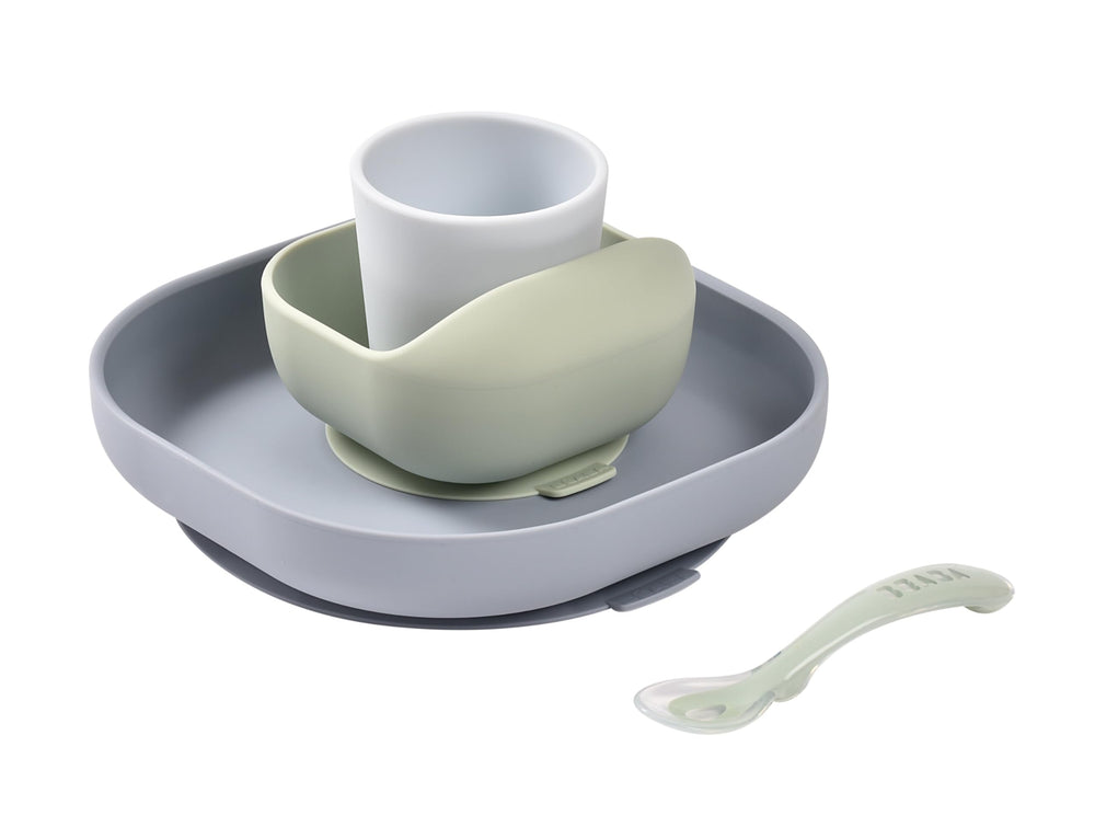 Beaba silicone baby bowl Rain with non-slip base for mess-free feeding.