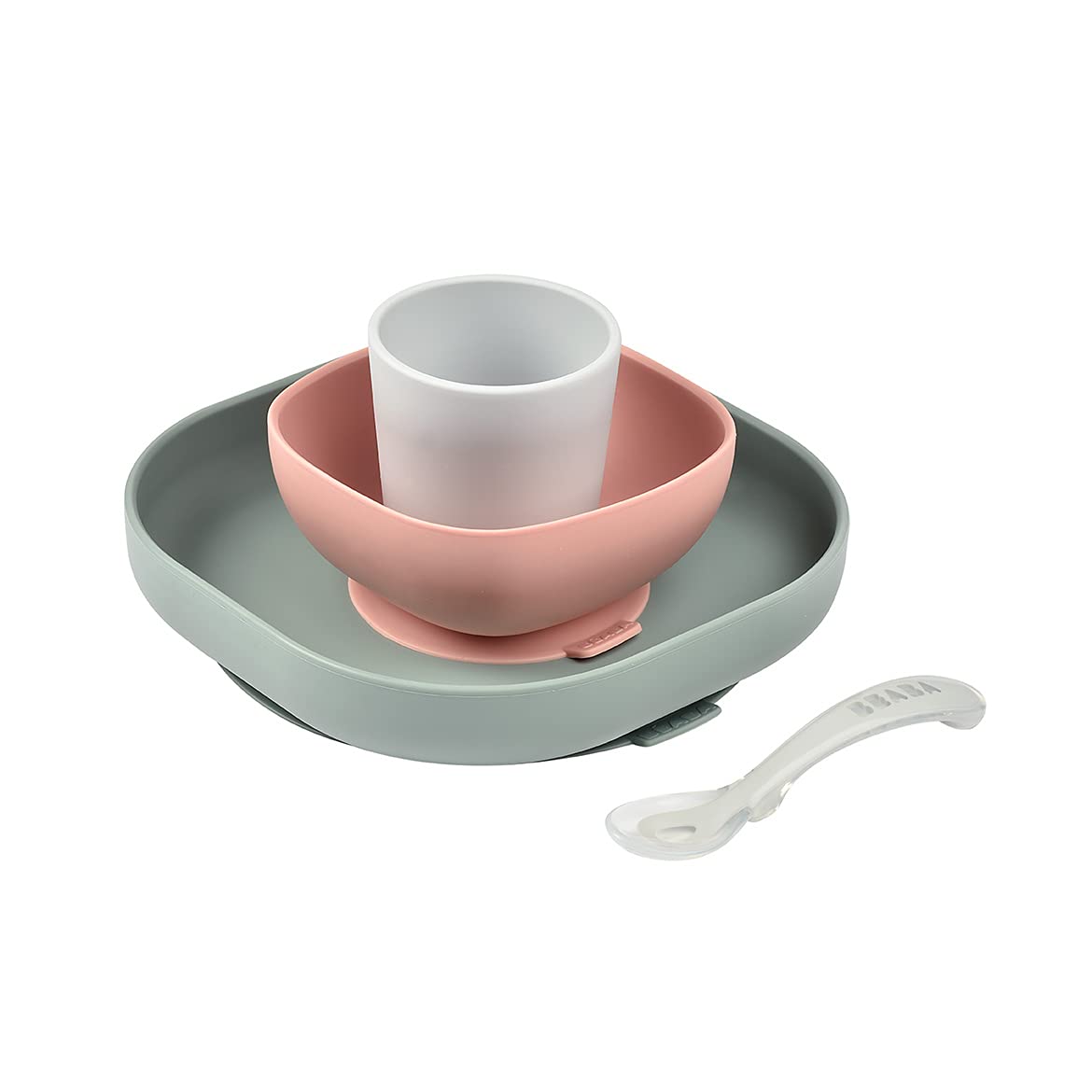 BEABA silicone baby bowl close-up highlighting durable, unbreakable self-feeding readiness