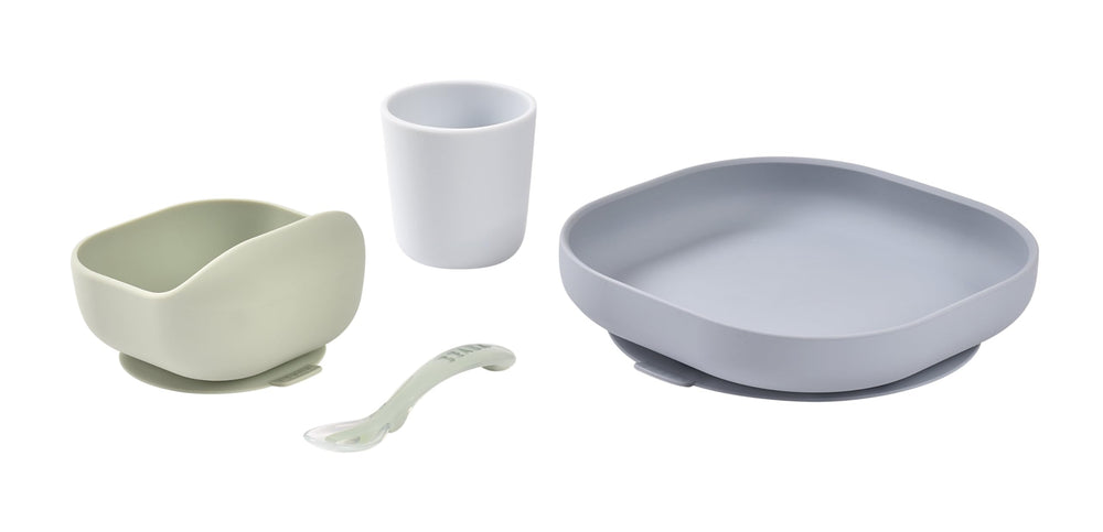 Beaba silicone baby plate Rain with suction to keep meals stable.