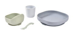 Beaba silicone baby plate Rain with suction to keep meals stable.