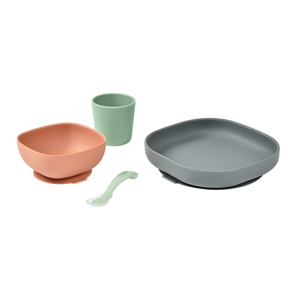 BEABA silicone bowl suction demonstrates non-slip base for stable meals.