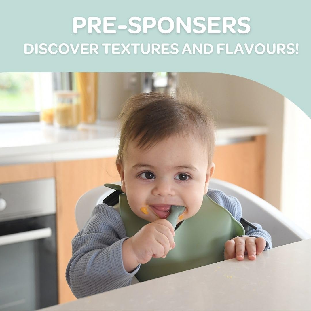 BEABA silicone pre-spoons textured-tip enhances food grip for tiny tastes and gum-friendly meals