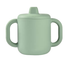 Beaba silicone sippy cup sage with easy-grip handles for learning to drink
