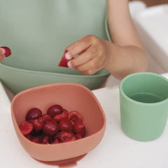 BEABA stage-2 silicone spoon focuses on gentle gums during self-feeding.