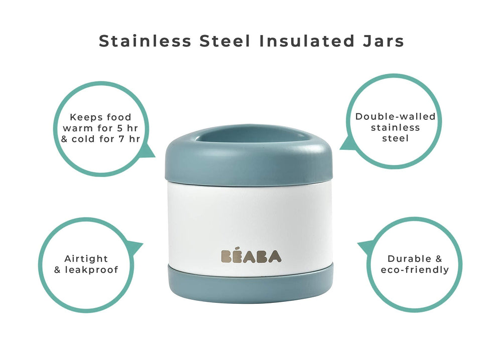 Beaba Midnight leakproof design demonstrated for travel and lunchbag safety.