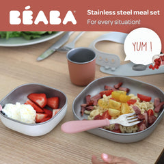 BEABA stainless steel meal set bowl, keeps portions steady and dishwasher-safe.